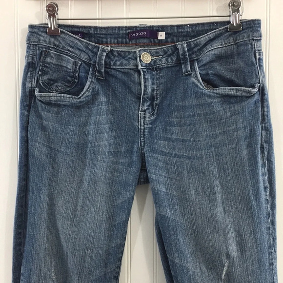 Vigoss Bootcut Jeans Womens 11 Medium Wash‎ Distressed Cotton Denim - Picture 2 of 11